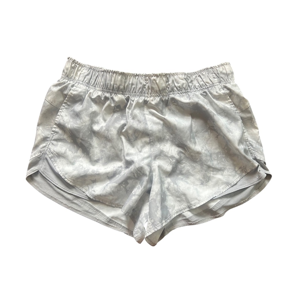 Athletic Grey Tie Dye Running Shorts Womens L 12-14 Mesh Trim Pockets